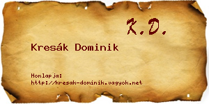 Kresák Dominik névjegykártya
